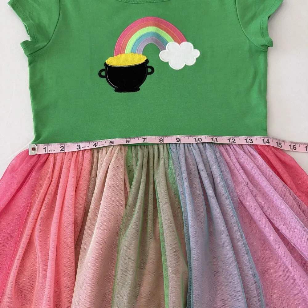 Gymboree Girls 12 Dress Green Saint St Patricks Day Rainbow Pot Gold Leprechaun